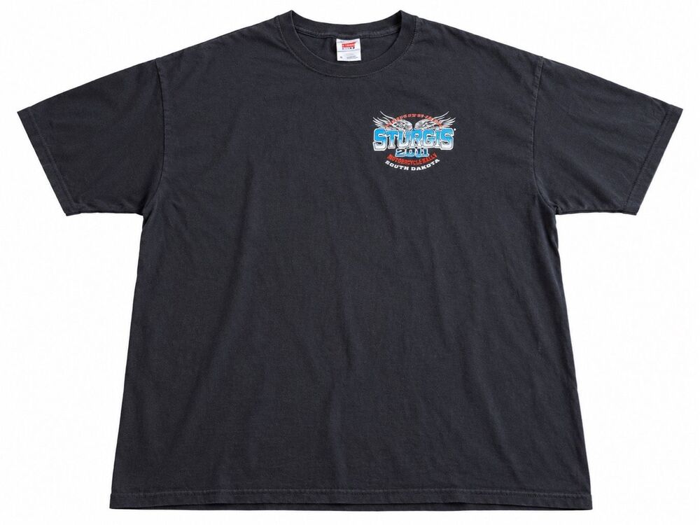 Sturgis 2011 Motorcycle Rally South Dakota Black Biker T-Shirt Size XL